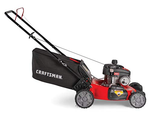 CRAFTSMAN Gas Powered Lawn Mower, 21-inch, 3-in-1 Mulching Push Mower with Bag, 140cc (M105)