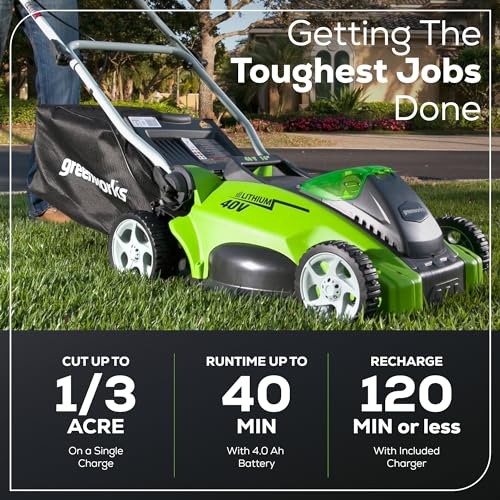 Greenworks 40V 16' Cordless (Push) Lawn Mower (75+ Compatible Tools), 4.0Ah Battery and Charger Included